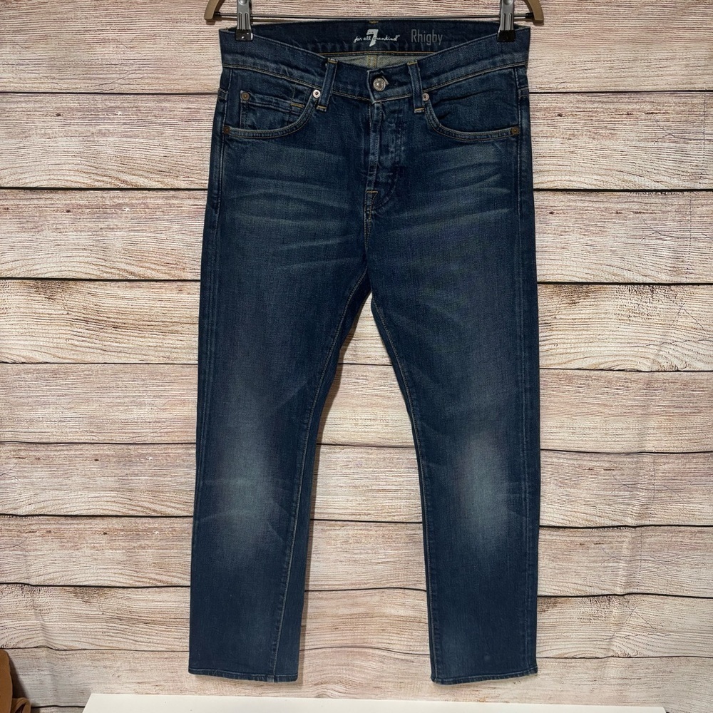 7 For All Mankind Men's Rhigby Skinny Straight Jeans Button Fly‎ 29 X 28